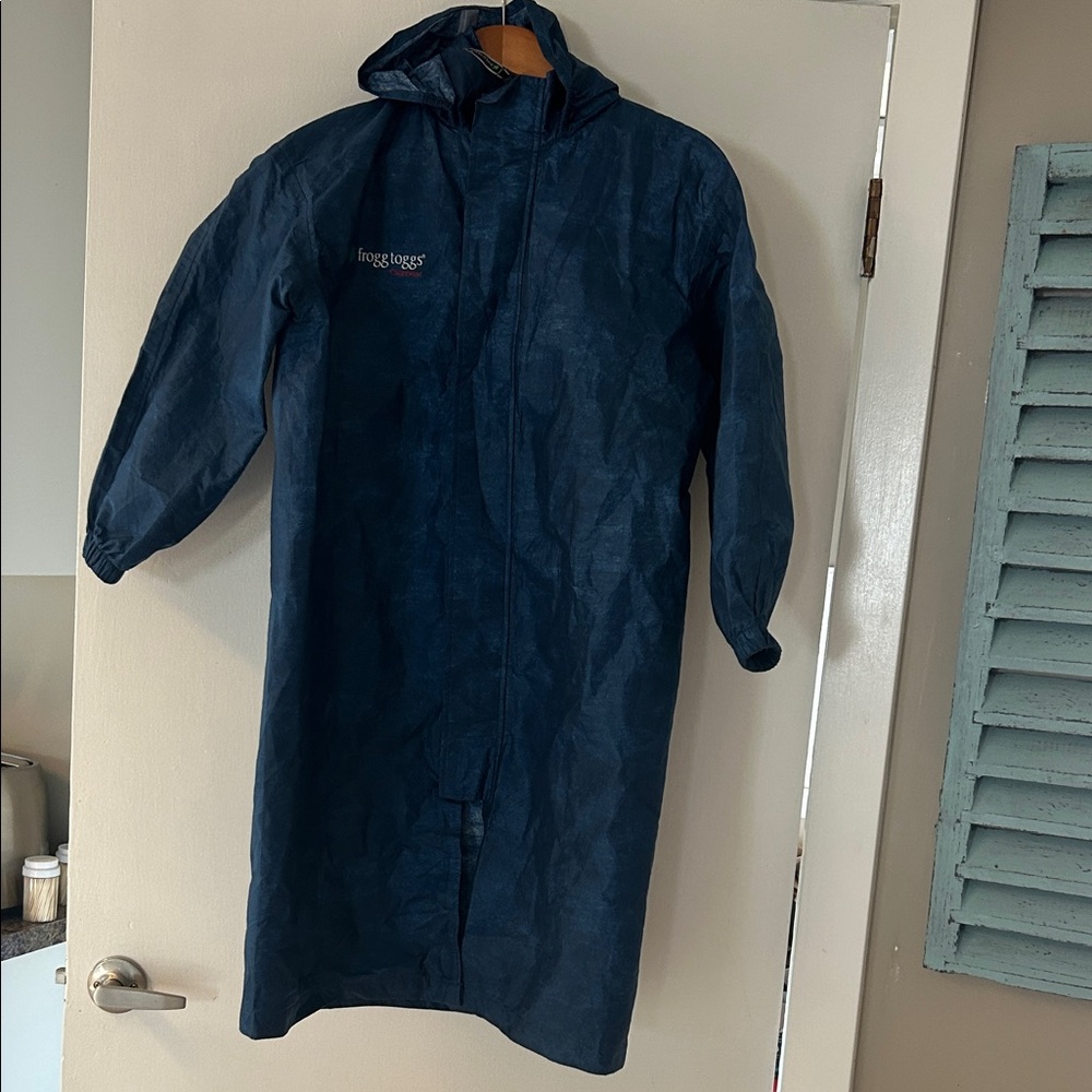 Children’s Long Blue Hooded Rain Jacket